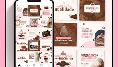 Posts Prontos e Editáveis no Canva para Confeitaria